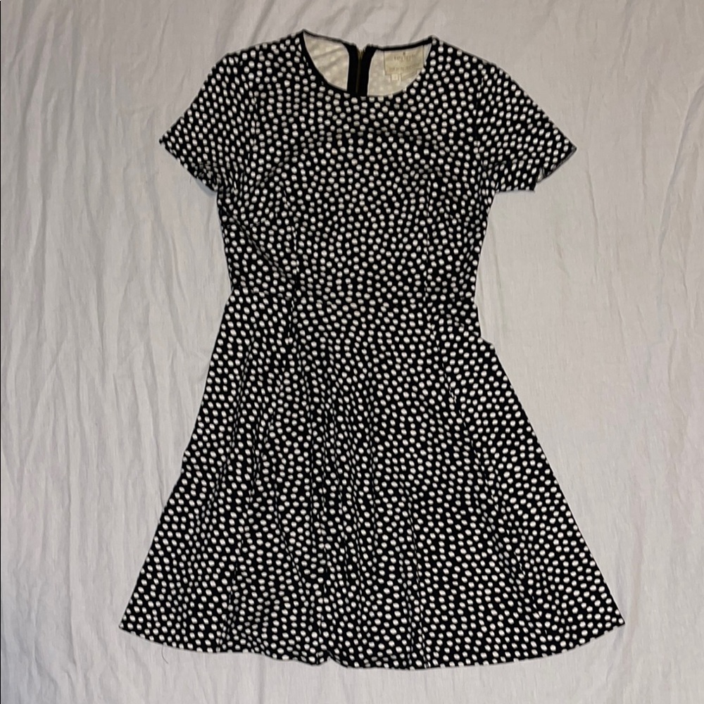 Kate Spade Black A-line Mini Dress with Short Sleeves and Crew Neck